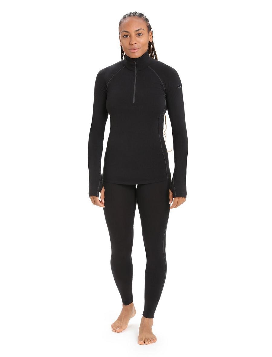 Women's Icebreaker BodyfitZone™ Merino 200 Zone Thermal Leggings Black | CA 1407DFMN